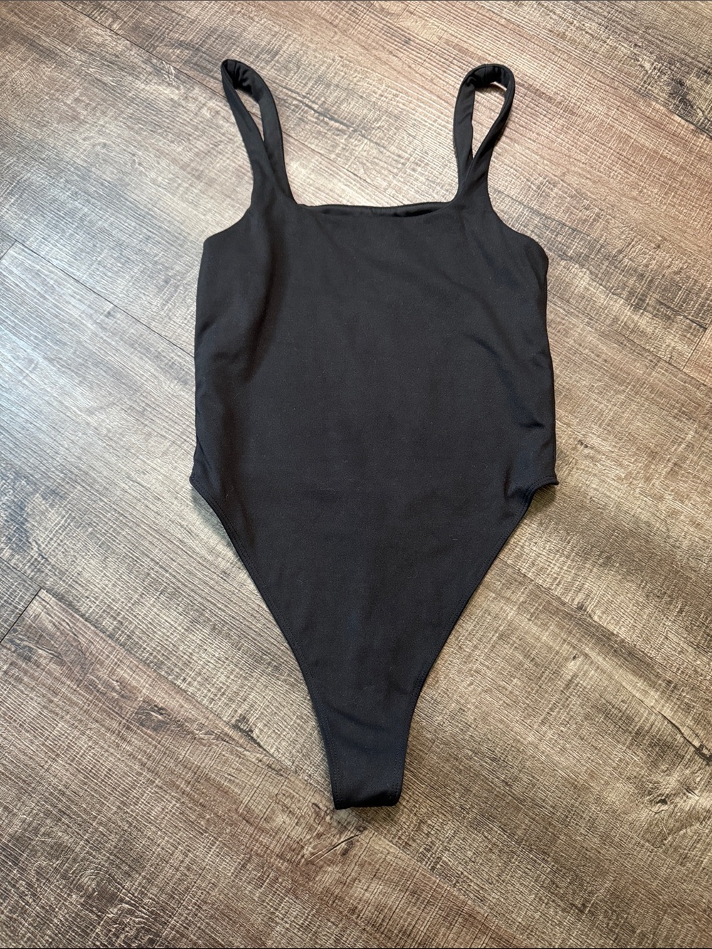 Contour by PacSun Black Ribbed Square-Neck One-Piece
